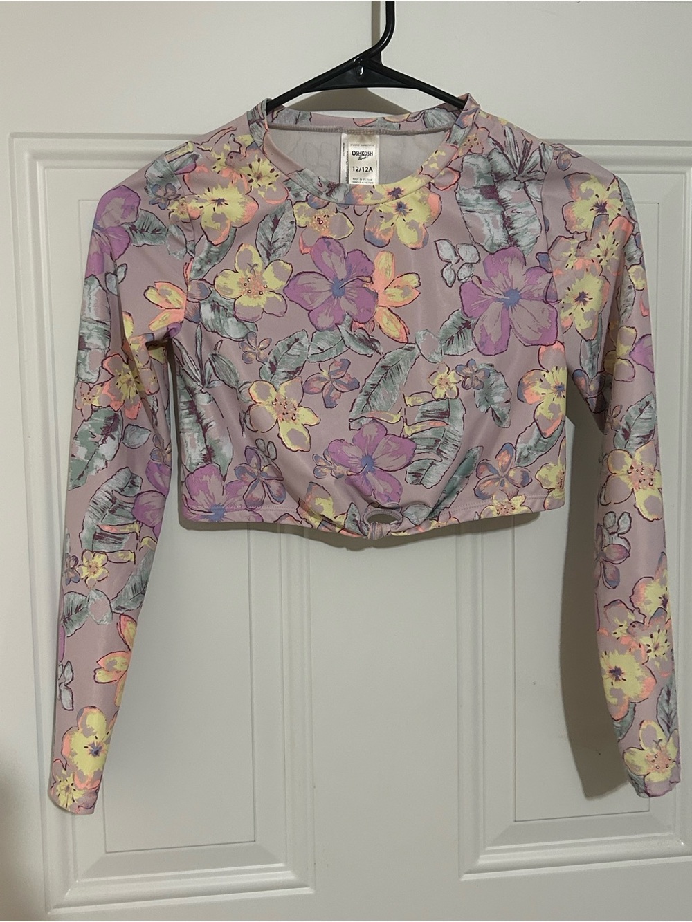 OshKosh B'gosh Lavender Floral Long-Sleeve Swim Rashguard